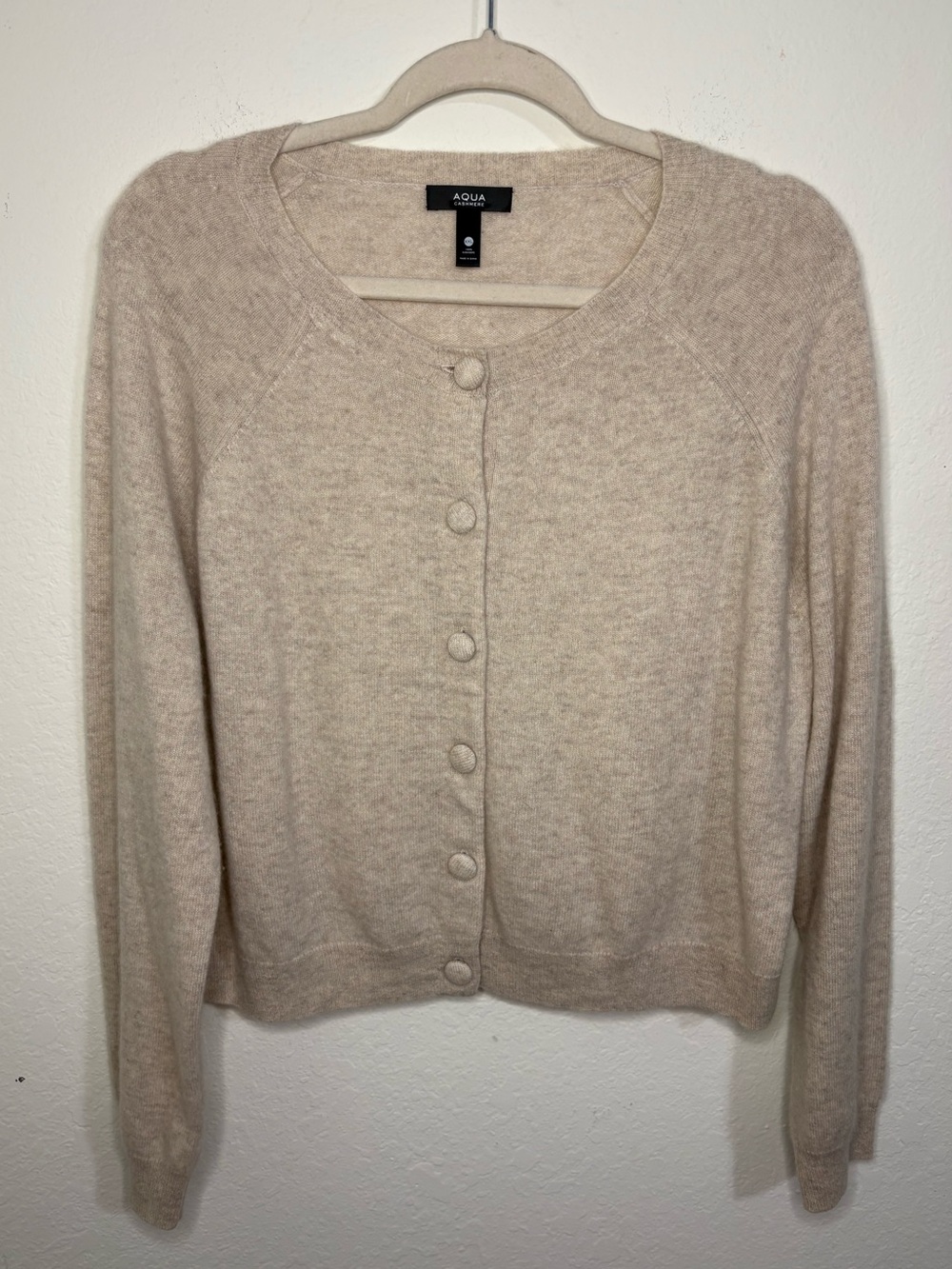 AQUA 100% cashmere Button front Cardigan taupe color size XXL